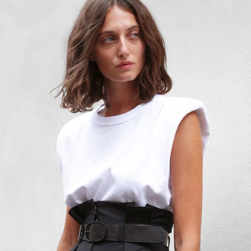 Frankie Shop Eva Shoulder White Muscle Tee